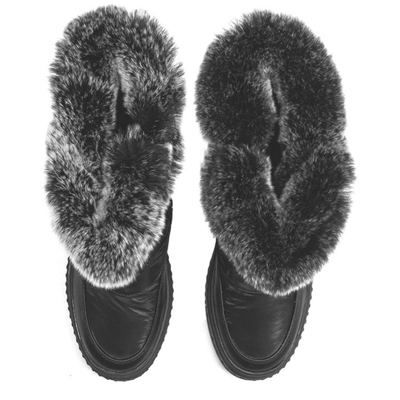 Women's Flat Mid-Calf Snow Boots with Rabbit Fur - Picture 4 of 8